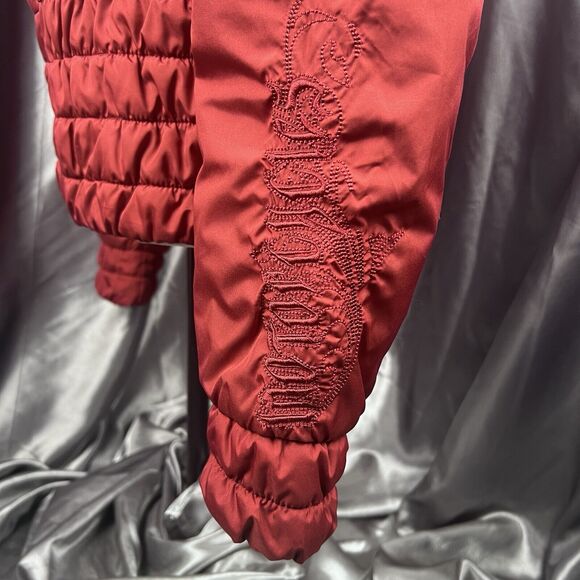 Harley-Davidson Women Sz S Puffer Jacket Dark Red Full Zip Embroidered Biker Y2K - Picture 12 of 17